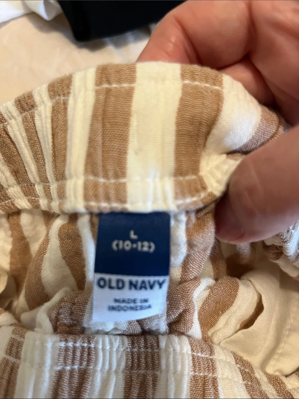 Beige and White Striped Wide-Leg Linen Pants old navy